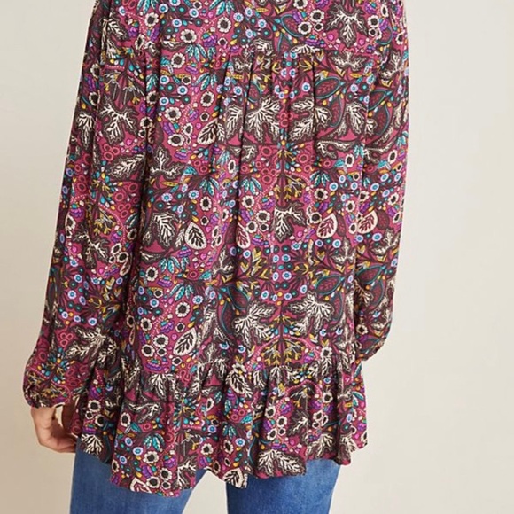 Anthro Maeve Boho Janie Peasant Blouse SZ 12 - Picture 2 of 13